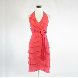 Tadashi coral orange halter dress XS